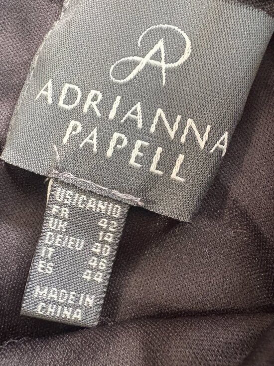 NWT Adrianna Papell Partial Tuck Elbow Sleeve Dress black 10 M L mesh pleated - Picture 10 of 14